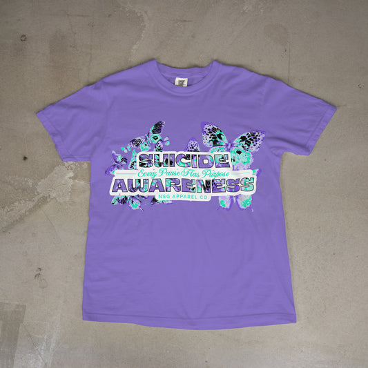 “Every Pause Has Purpose” Short Sleeve T-shirt (Violet)